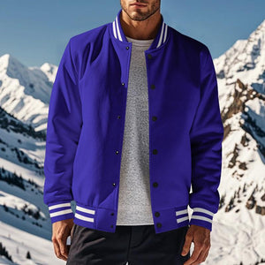 Lässige Fleece-Sport-Baseballjacke mit Stehkragen für Herren