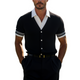 Suéter tipo jersey de punto de dos piezas, falso, en blanco y negro, con cuello en V profundo para hombre