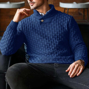 Suéter informal de punto jacquard con solapa para hombre