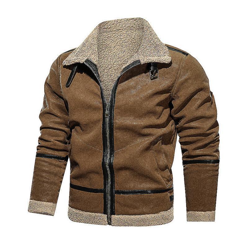 Men's Vintage Suede Lambswool Warm Lapel Zipper Loose Jacket