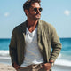 Camisas casuales de algodón y lino verde militar para hombre, primavera y verano