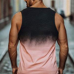 Camiseta sin mangas informal con estampado de contraste degradado para hombre