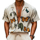 Men's Casual Loose Butterfly Print Short Sleeve Shirt MTA2586C6X