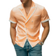 Men's Spring And Summer Fashion Slim Lapel Double-Breasted Tencel Cotton Short-Sleeved Shirt