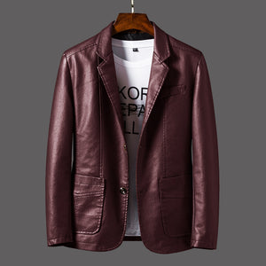 CHAQUETA DE CUERO DE TRAJE DE VUELO PARA HOMBRE DE MODA SLIM FIT
