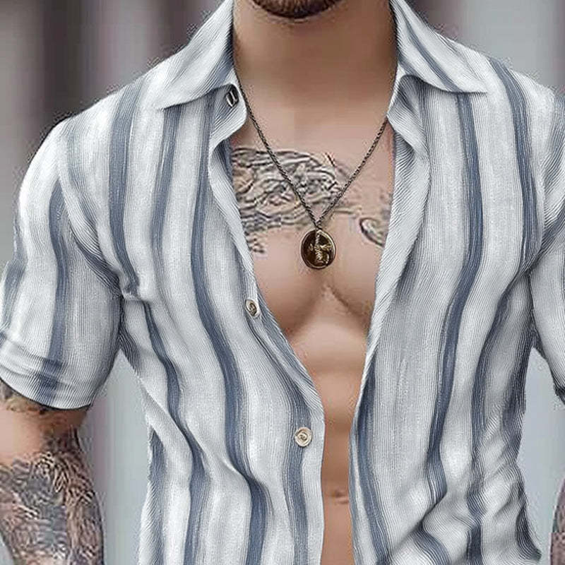 Men's Summer Comfort Striped Casual Short Sleeve Shirt