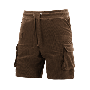 Men's Casual Corduroy Multi-Pocket Loose Cargo Shorts
