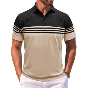 Camisa POLO informal de manga corta a rayas para hombre
