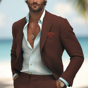 Blazer cómodo de algodón y lino para hombre