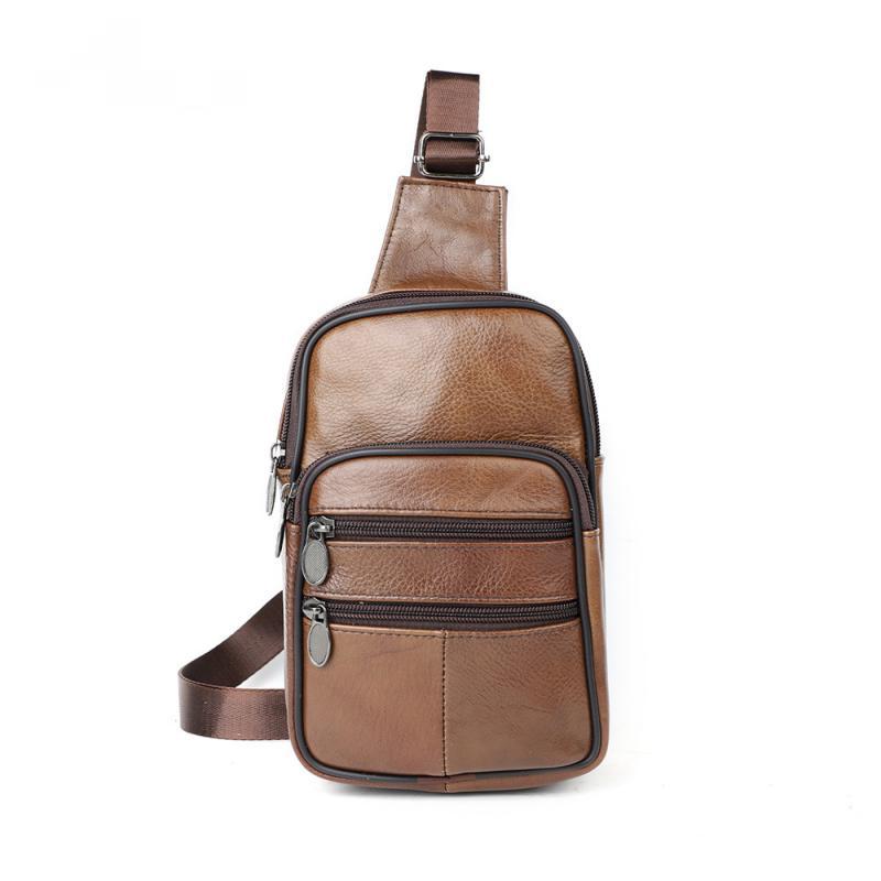 Herren Vintage Casual Leder Reißverschluss Umhängetasche Messenger Bag