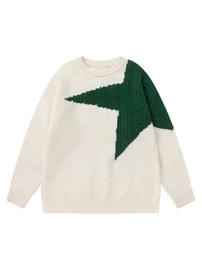 Star Contrast Knit Sweater