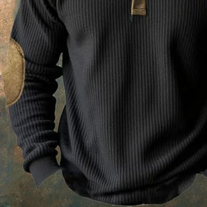 Sudadera informal de manga larga con cuello Henley y bloques de color para hombre