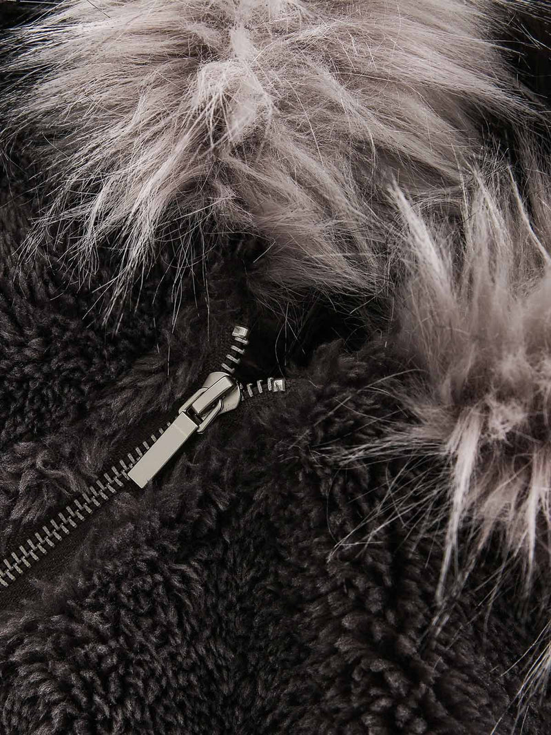 Fur Hooded Quilted Sherpa Jacket