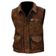 Men's Vintage Suede Multi-Pocket Outdoor Motorcycle Lapel Vest Jacket