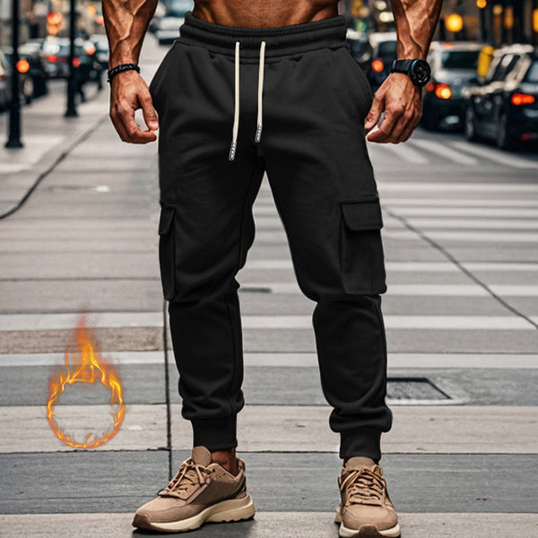 MEN'S CASUAL PANTS WITH THICK VELVET AND MULTI POCKET SPORTS PANTS