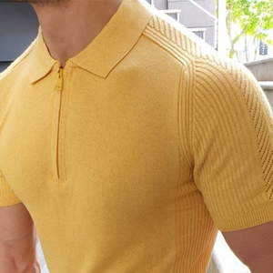 Camiseta de manga corta de punto con cuello polo, informal, de colores brillantes, para hombre