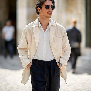 Abrigo cortavientos de algodón color albaricoque para hombre, primavera y otoño