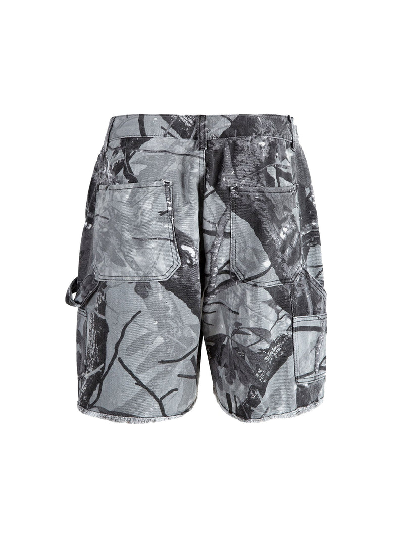 Retro Distressed Camouflage Workwear Hip-Hop Shorts