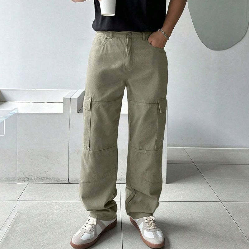 Pantalones cargo casuales lavados vintage de algodón para hombre 