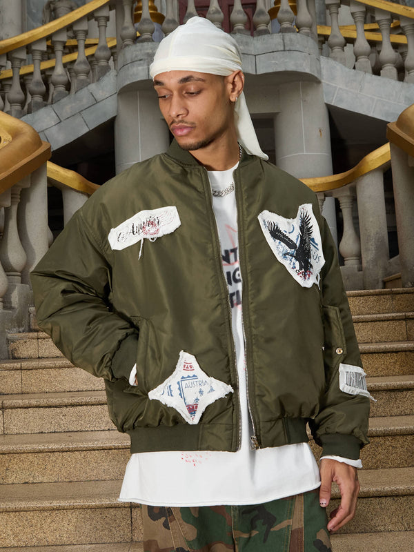 Patchwork Bomber Jacket