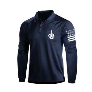 FXXK 1/4-Knopf-RAGLAN-Langarm-POLOSHIRT