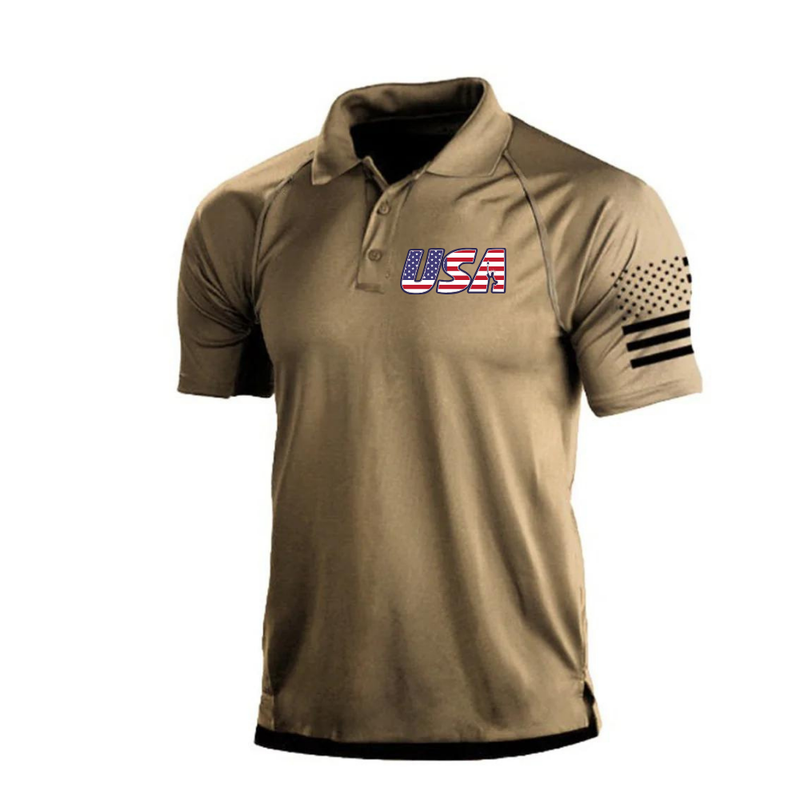 USA FLAG RAGLAN GRAPHIC POLO SHIRT