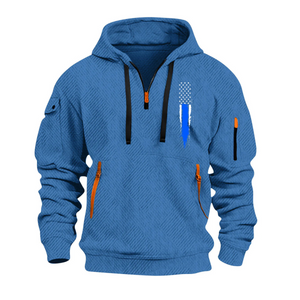 Sudadera con capucha deportiva y de ocio para hombre con bandera de EE. UU. en jacquard