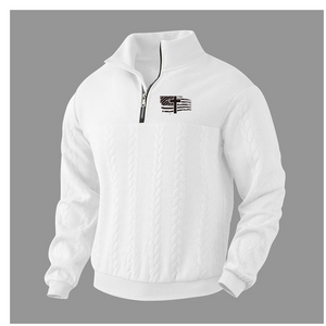 SUDADERA CON CAPUCHA Y CUELLO JACQUARD CASUAL PARA HOMBRE CON BANDERA TOP SUELTO CON MEDIA CREMALLERA CASUAL PARA HOMBRE