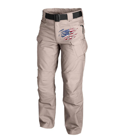 USA FLAG GRAPHIC OUTDOOR WEARABLE QUICK DRY MULTI-POCKET CARGO PANTS