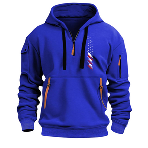 Sudadera con capucha y cremallera con bolsillo en el brazo y bandera de EE. UU.