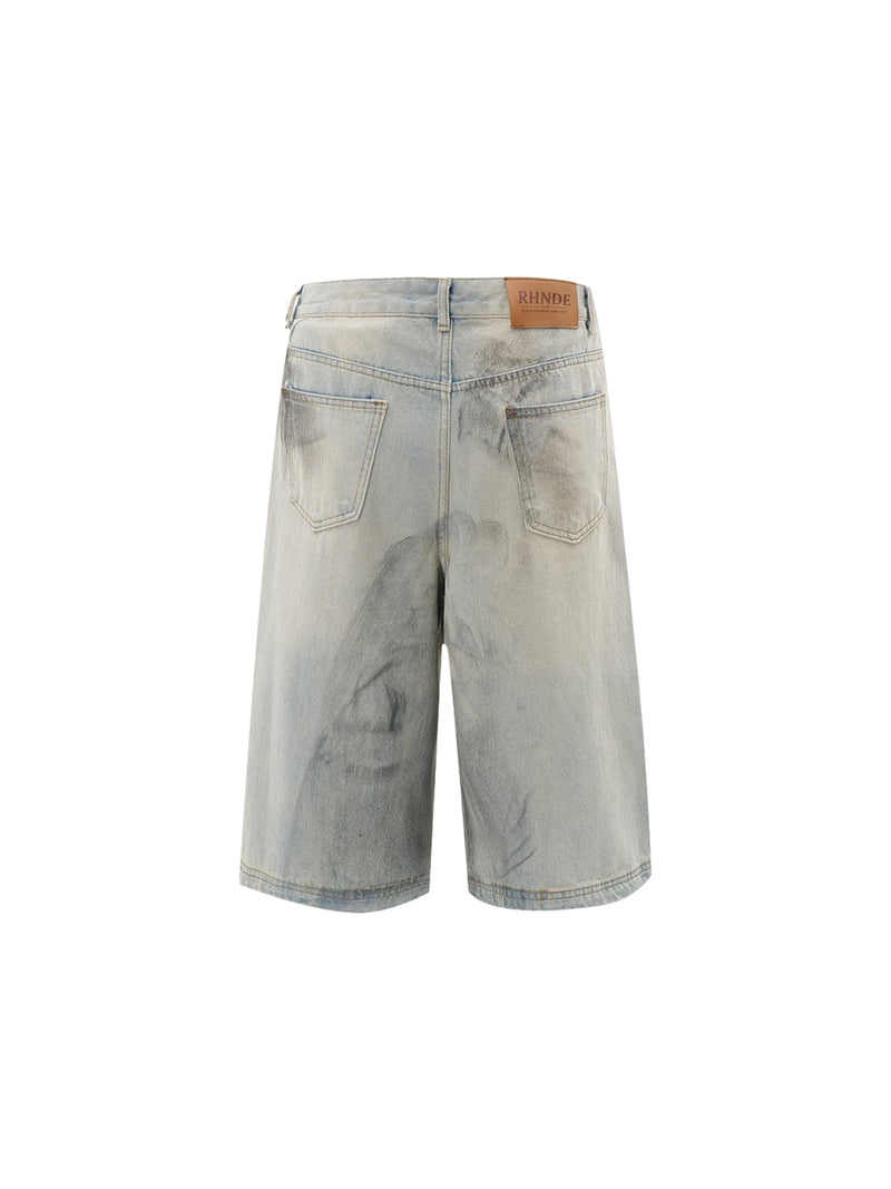 Punk High Street Dirty Ripped Denim Jorts