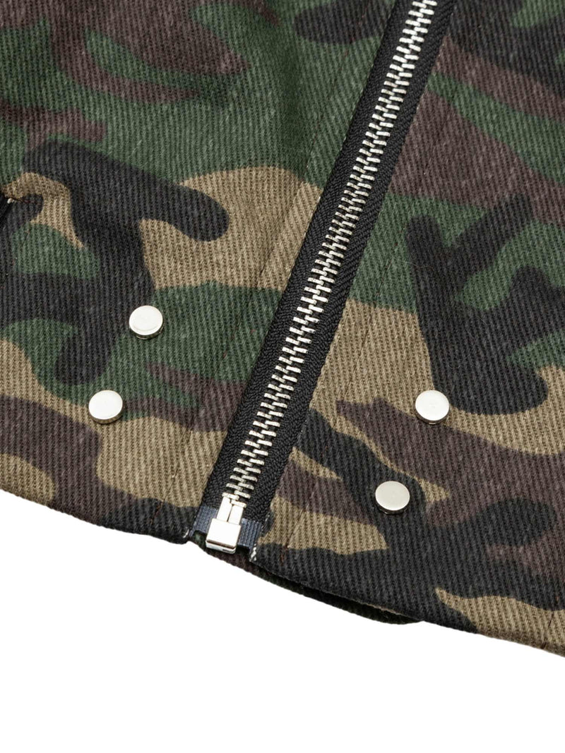 Cargo Camouflage Multi Zipper Bomber Jacket