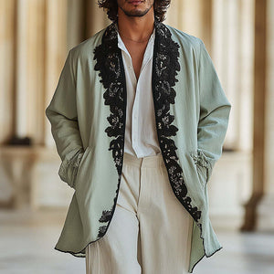 Chaqueta fina con bordado de encaje de moda de primavera para hombre