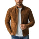 Herrenmode Lässige Wildlederjacke mit Reißverschluss und Stehkragen
