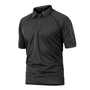 CAMISETA POLO TÁCTICA DE CAMUFLAJE TÁCTICO PARA HOMBRE DE MANGA CORTA, ELÁSTICA, AJUSTE AJUSTADO, DE SECADO RÁPIDO, PARA EXTERIORES