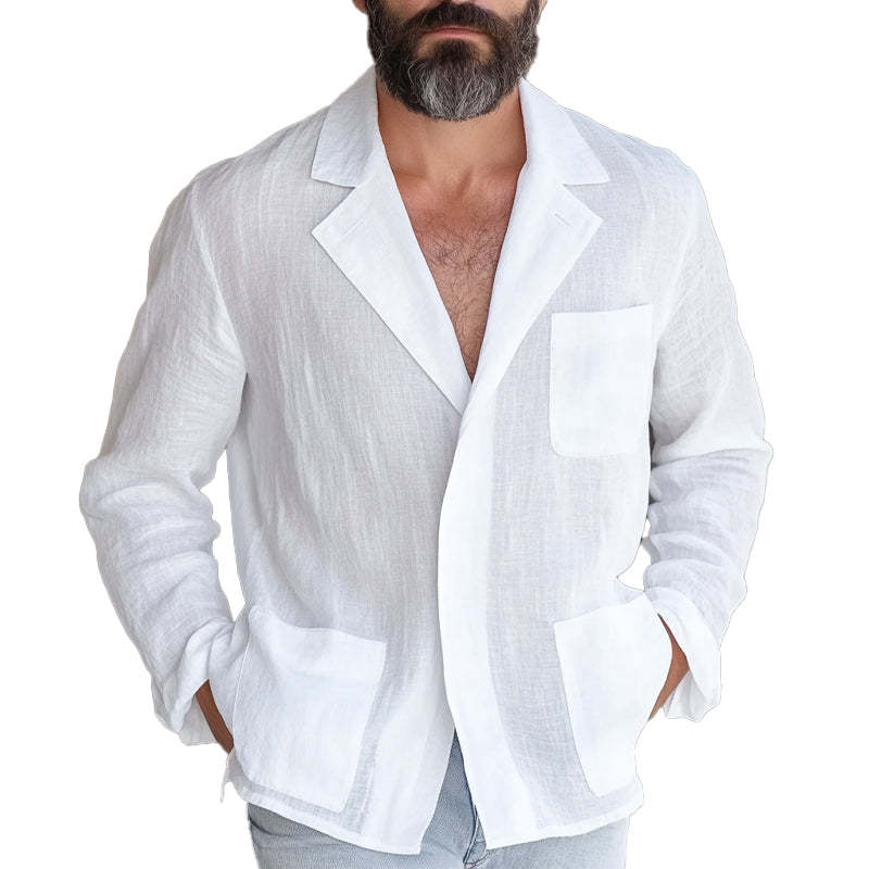 Men's Cotton And Linen Loose Thin Blazer