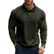 Men's Casual Solid Color Lapel Raglan Long Sleeve Polo Shirt 47889552M