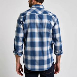 Herren Casual Baumwolle Plaid Revers Brusttasche Slim Fit Langarmhemd