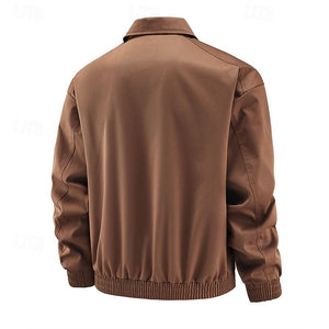 Chaqueta ligera para hombre, chaqueta bomber, chaqueta informal, para uso diario, para vacaciones, resistente al uso, con bolsillo, para primavera y otoño, lisa, moderna, clásica, con solapa, regular, negra, blanca, azul rey, morada y café.