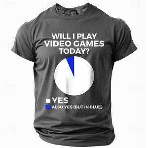 Camiseta divertida de juego para hombre, camiseta de manga corta, camiseta con estampado 3D, cuello redondo, moda urbana, ropa de diario, negra, azul, verde, para verano y primavera, tallas S, M, L, XL, XXL, XXXL.