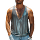 Camiseta sin mangas de algodón y seda con escote en V profundo para hombre, moda de primavera y verano