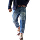 Herrenjeans im Vintage-Look mit verwaschenem Used-Look und Patchwork-Design