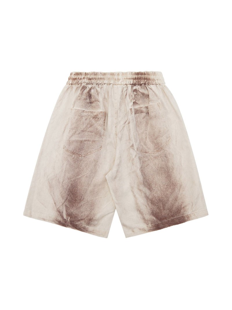 Spray-painted Woodcut Hip-Hop Shorts