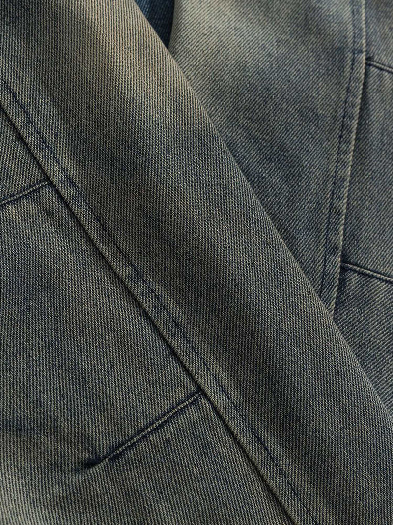 High Street Hip-Hop-Jeansjacke im Used-Look 