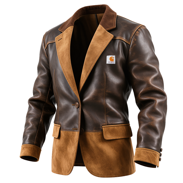 Men's Vintage Brown Leather And Suede Blazer