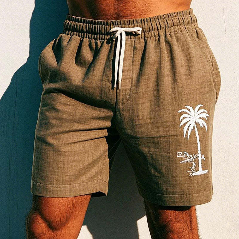 Pantalones cortos casuales bordados sencillos para hombre