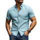 Men's Cotton And Linen Casual Lapel Short-Sleeved Shirt