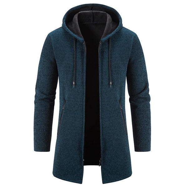 Men's Fleece Chenille Solid Color Knitted Cardigan