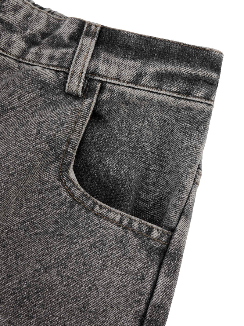 Street Stitching Multi-Pocket Workwear Washed Jeans