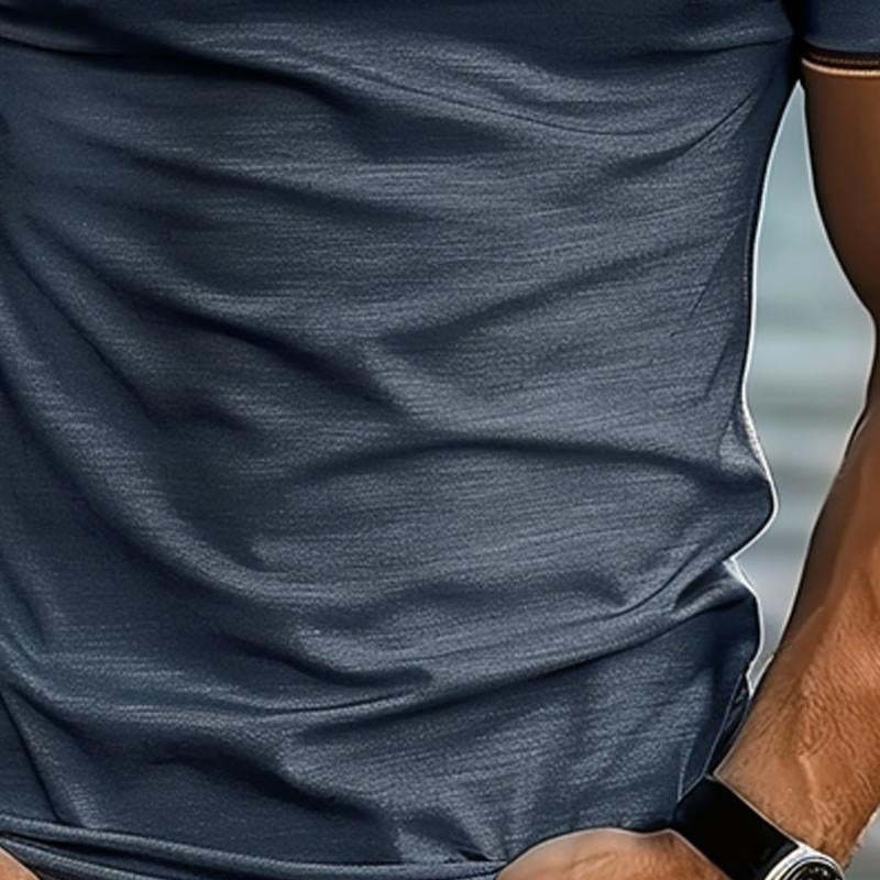 Camiseta Henley con botones lisos para hombre